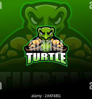 Turtle esport mascot logo design Stock Vector