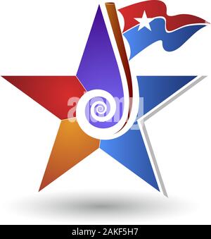 swirl star logo Stock Photo