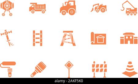Tools icon set design, Under construction architecture work repair progress warning industry and build theme Vector illustration Stock Vector