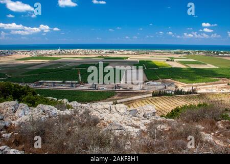 Israel, Coastal plains as seen from the Carmel mountain Mediterranean sea in the background Stock Photo