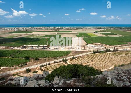 Israel, Coastal plains as seen from the Carmel mountain Mediterranean sea in the background Stock Photo