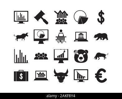 Economy icon set design, Money finance business market banking stock profit investment and currency theme Vector illustration Stock Vector