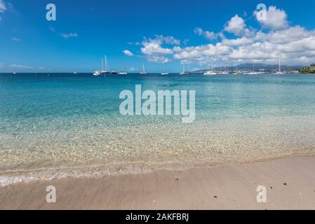 View of Anse Mitan Beach in Les Trois Ilets - Martinique FWI Stock Photo