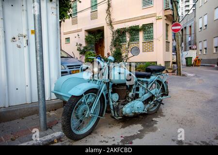 painted BSA Motorbike with sidecar . BSA Company Limited is a motorcycle manufacturer Stock Photo