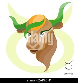 Sign of the zodiac Taurus is riding a bull. Constellation of Taurus. Vector illustration.