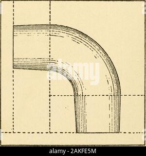 Pattern making and foundry practice; a plain statement of the methods of wood pattern making, as practiced in modern pattern shops, with complete instructions for sweep work and notes on foundry practice, together with numerous drawings taken from actual patterns .. . TVy  £f. Tt^ 93 €for€ hox fot* STixalJ ^izeS elhaW AND FOUNDRY PRACTICE 131 this elbow is 4 feet in diameter, then wehave an entirely different proposition to con-sider, and instead of a piece of lathe work we Stock Photo