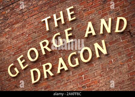 George and Dragon pub sign, Norton village, County Durham Stock Photo