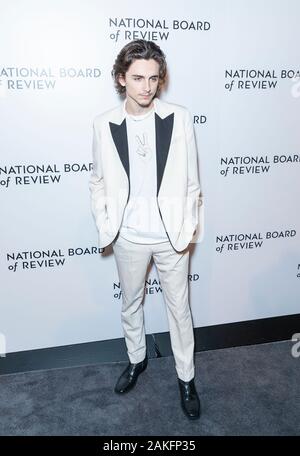 New York, United States. 08th Jan, 2020. Timothee Chalamet attends the 2020 National Board Of Review Gala at Cipriani 42nd street (Photo by Lev Radin/Pacific Press) Credit: Pacific Press Agency/Alamy Live News Stock Photo