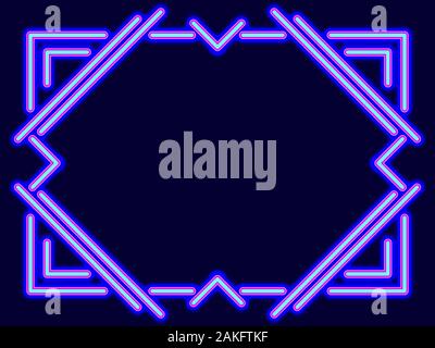 Neon frame. The effect of a neon lamp. Linear border 80s style. Design a template for invitations, leaflets and greeting cards. Vector illustration Stock Vector