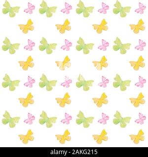 seamless pattern of colored butterflies isolated on white background Stock Photo