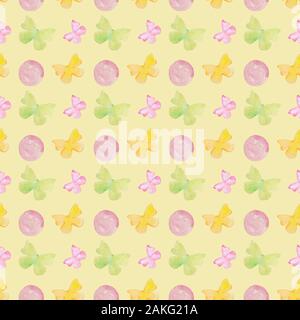 seamless pattern of colored butterflies isolated on white background Stock Photo