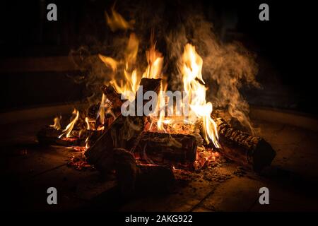 A bonfire in the Addo National Park, South Africa Stock Photo