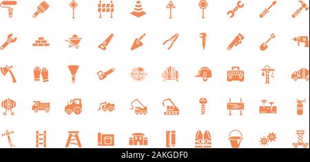 Tools icon set design, Under construction architecture work repair progress warning industry and build theme Vector illustration Stock Vector