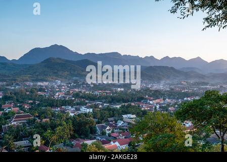 High angle view of Luang Prabang, Laos, from Mount Phousi. Stock Photo