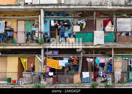 Ivory Coast, Abidjan, Treichville market area, building facade Stock Photo