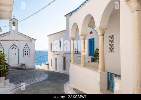 Greece, Cyclades archipelago, Andros island, Hora (or Andros), Agia Varvara (or Sainte Barbara) church Stock Photo