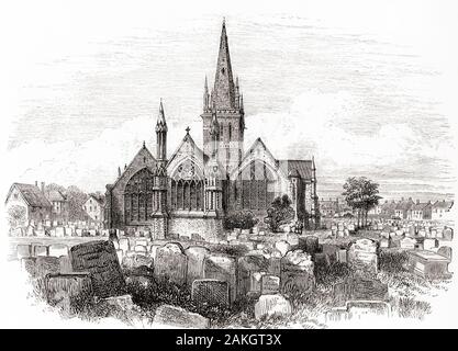 Minster Church of St Nicholas, Great Yarmouth, England, seen here in the 19th century.  From English Pictures, published 1890. Stock Photo