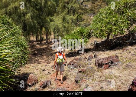 Mauritius, Rodrigues island, hike from Pointe Coton to Mourouk Stock Photo