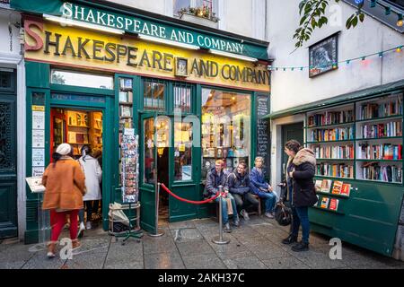 France, Paris, Quartier Latin, La Bûcherie street, Shakespeare and Company library Stock Photo