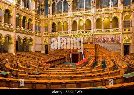 Hungary, Budapest, Pest district, interior of the Hungarian Parliament, classified as World Heritage by UNESCO Stock Photo