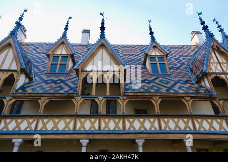 France, Cote d'Or, Beaune, listed as World Heritage by UNESCO, Hospices de Beaune, Hotel Dieu Stock Photo