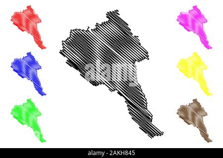 Bayan-Olgii Province (aimags, Provinces of Mongolia) map vector illustration, scribble sketch Bayan-Ulgii Aimag map Stock Vector