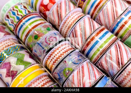 colorful tapes display closeup detail view background Stock Photo