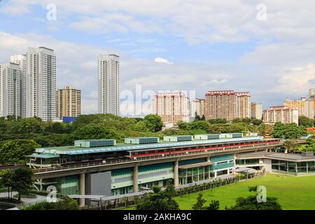 Singapore-22 DEC 2017:Singapore mrt train aerial view in station Stock Photo