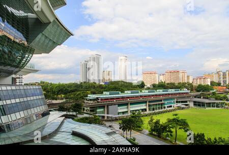 Singapore-22 DEC 2017:Singapore mrt train aerial view in station Stock Photo