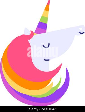 Bright logo. Unicorn with a colorful mane and horn Stock Vector