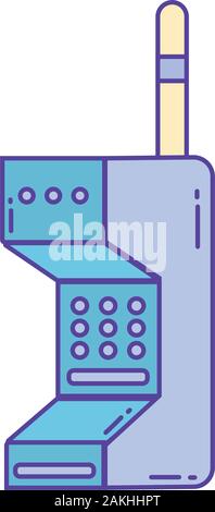 old mobile device , phone fill and line vector illustration Stock Vector