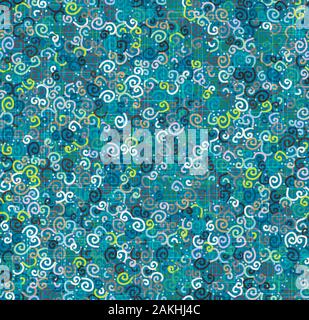 Dense tiny curl twirl doodle twirl funky pattern Stock Vector