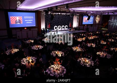 New York, USA. 8th Jan, 2020. Guests attend a fireside chat during the 15th anniversary and Chinese Lunar New Year gala of China General Chamber of Commerce-U.S.A. in New York, the United States, Jan. 8, 2020. Credit: Wang Ying/Xinhua/Alamy Live News Stock Photo