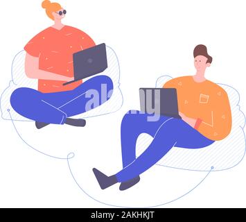 Storing information in the cloud. Stock Vector