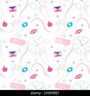 Girlish seamless pattern in pink colors Stock Vector