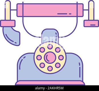 vintage telephone , phone fill and line vector illustration Stock Vector