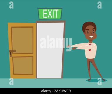 Man pointing with the the way out. Stock Vector