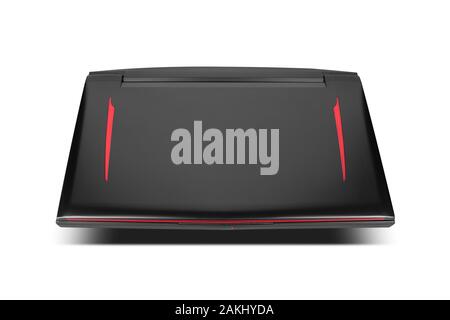 Front view of gaming laptop on white isolated background. Laptop designed for gamers or professional players or 3d rendering Stock Photo