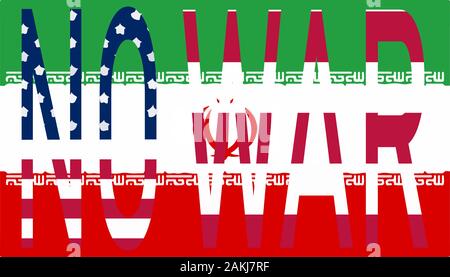 No more war on the background of the Iranian flag. Stock Vector