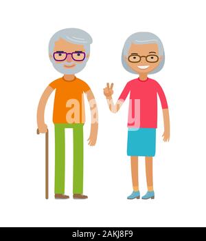 Happy elderly people or retired. Cartoon vector illustration Stock Vector