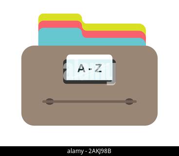 Color card file icon. A drawer with folders for documents. vector silhouette in flat style isolated on white background. Simple design Stock Vector