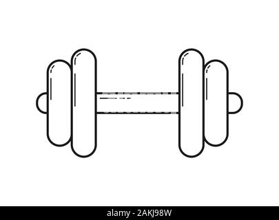 Dumbbell icon. empty outline in flat style isolated on white background. Simple design Stock Vector