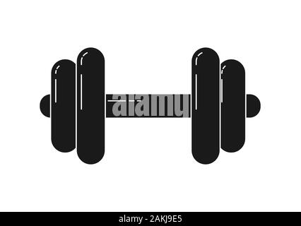 Dumbbell icon. vector silhouette in flat style isolated on white background. Simple design Stock Vector