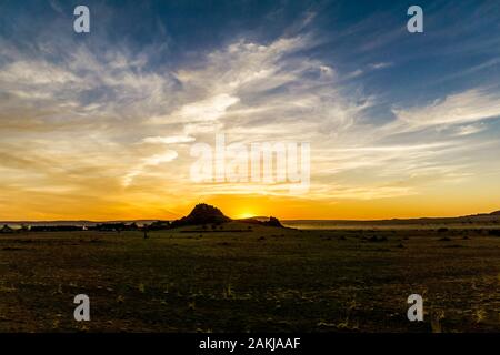 Sunset in the desert of Namibia Stock Photo