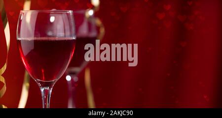 Red wine for valentines day Stock Photo