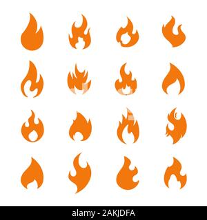 Fire flame logo icon set, vector symbols. Stock illustration Stock Vector
