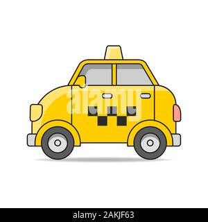 Taxi Car. Vector Flat Illustration Isolated On White Background. Hand Drawn Design Element For Label And Poster Stock Vector
