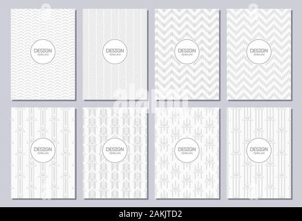 Set of flyers, posters, banners, placards, brochure design templates A6 size with arrows motif. Graphic design templates for labels and badges. Stock Vector
