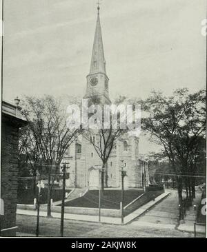 Picturesque New London and its environs, Groton, Mystic, Montville, Waterford, at the commencement of the twentieth century; notable features of interest .. . REV. FRANKLIN G. McKEEVER, Pastor First Baptist Church. 40 Ipicturesque 1Rew Uondon.. FIRST CHURCH OF CHRIST CORNER STATE AND UNION ST REE IS. The First Church of Christ is Congregational in Denomination, and is the Oldest Religious Society in the City. Organized in Gloucester, IVIassachusetts. in 1642. Removed to New London in 1651. The Present House of Worship was First Used in 1851. Sunday Services : Preaching at 10.45 A. M.; Sunday S Stock Photo