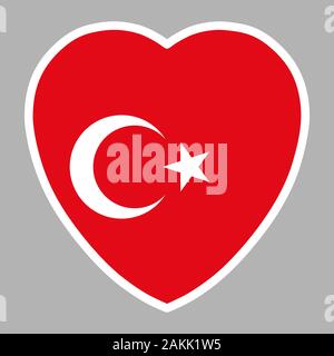 Turkey Flag In Heart Shape Vector illustration eps 10 Stock Vector
